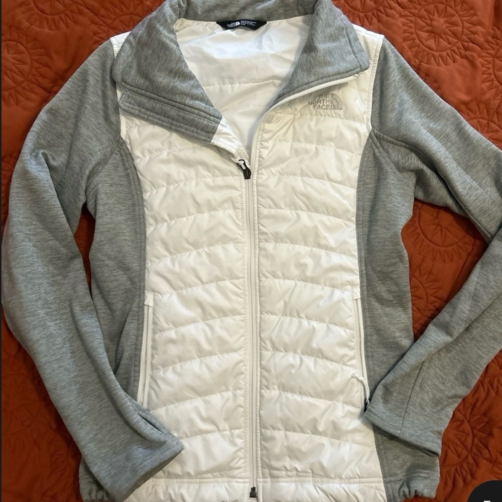 The North Face White and Gray Full-Zip Jacket